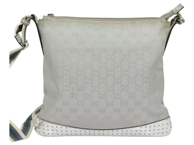 Borsa a Spalla GG Canvas Gucci Argento 145857 Auth 134088 - vista 2
