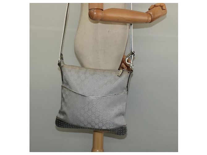 Borsa a Spalla GG Canvas Gucci Argento 145857 Auth 134088 - vista 22