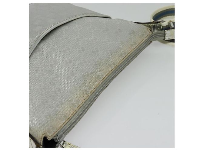 Borsa a Spalla GG Canvas Gucci Argento 145857 Auth 134088 - vista 6