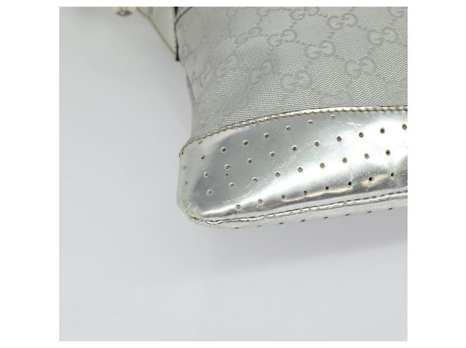 Borsa a Spalla GG Canvas Gucci Argento 145857 Auth 134088 - vista 8