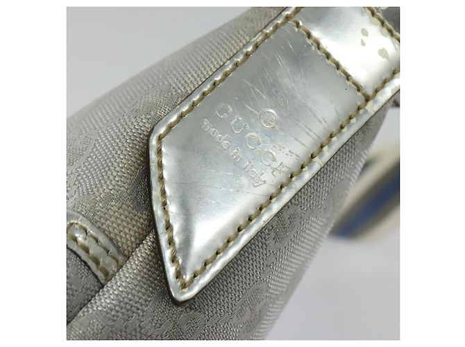 Borsa a Spalla GG Canvas Gucci Argento 145857 Auth 134088 - vista 9