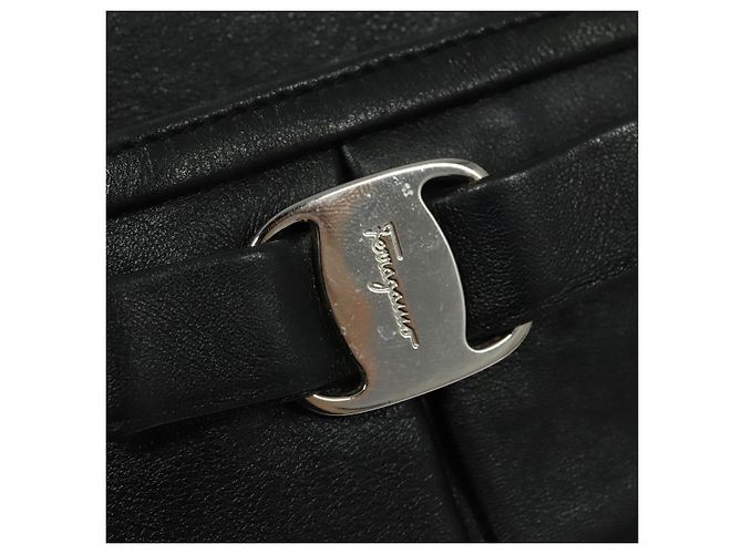 Borsa a mano Salvatore Ferragamo in pelle nera argento Auth sw1115 Nero - vista 10