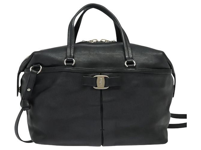 Borsa a mano Salvatore Ferragamo in pelle nera argento Auth sw1115 Nero - vista 13