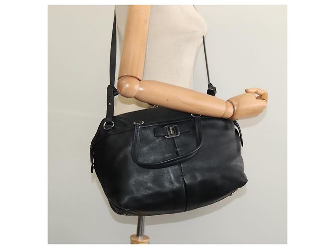 Borsa a mano Salvatore Ferragamo in pelle nera argento Auth sw1115 Nero - vista 23