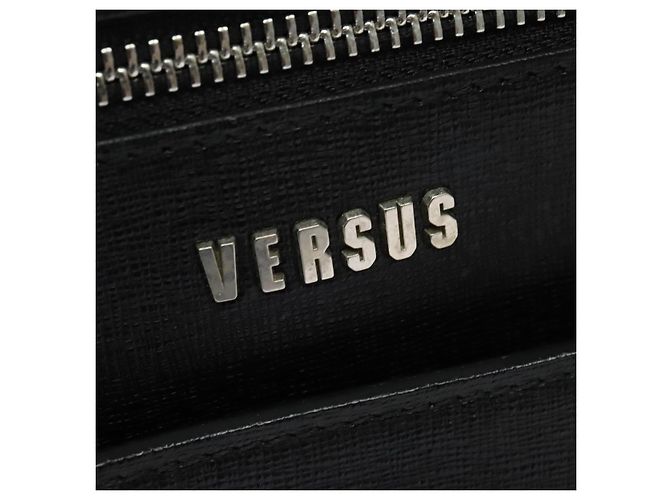 Borsa a mano in pelle nera e argento VERSACE Auth am8883 Nero - vista 17