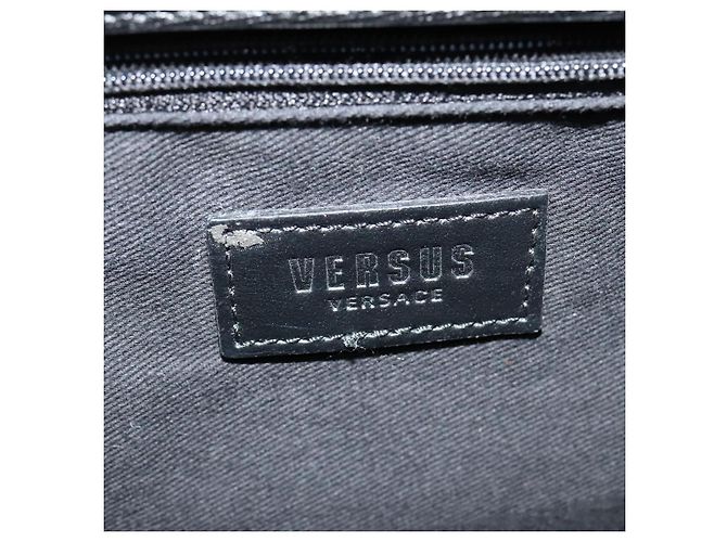 Borsa a mano in pelle nera e argento VERSACE Auth am8883 Nero - vista 19