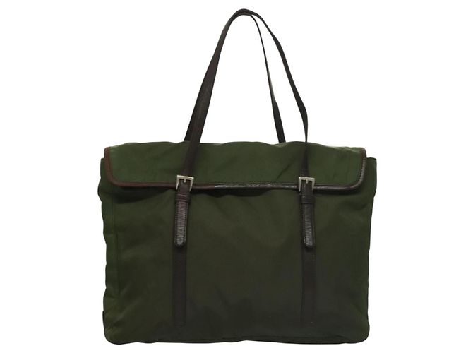 PRADA Tote Bag aus Nylon Khaki Silber authentisch bs27300 - Ansicht 13