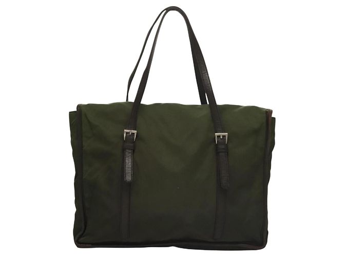 PRADA Tote Bag aus Nylon Khaki Silber authentisch bs27300 - Ansicht 2