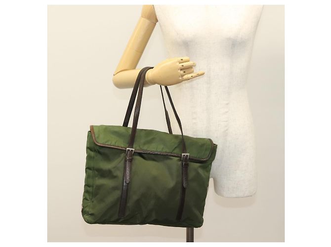 PRADA Tote Bag aus Nylon Khaki Silber authentisch bs27300 - Ansicht 26
