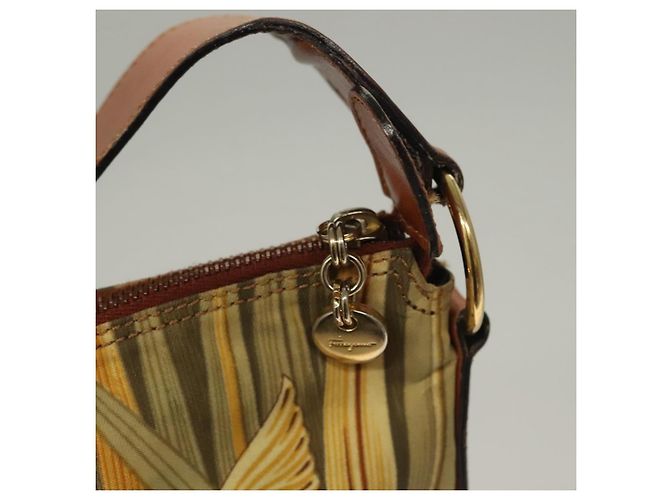 Borsa a Spalla Salvatore Ferragamo Nylon Verde Oro Auth sw1112 D'oro - vista 10
