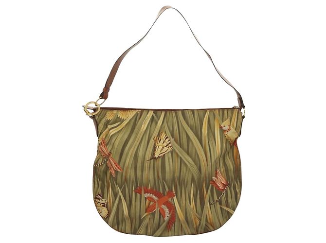 Borsa a Spalla Salvatore Ferragamo Nylon Verde Oro Auth sw1112 D'oro - vista 2