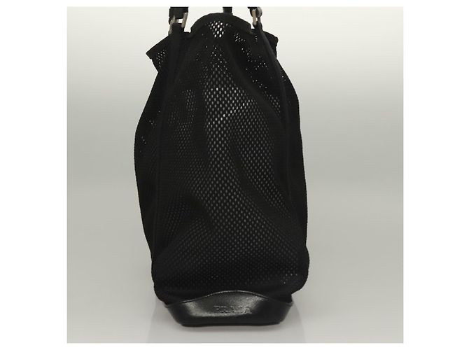 Prada Tote Bag aus schwarzem Nylon mit Silber authentisch bs28227 - Ansicht 4