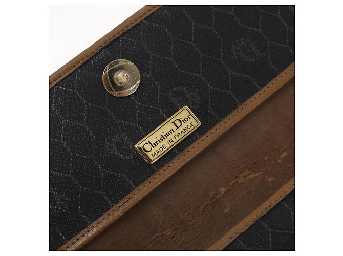 Christian Dior Honeycomb Canvas Shoulder Bag PVC Black Gold Auth 133279 Golden - view 11
