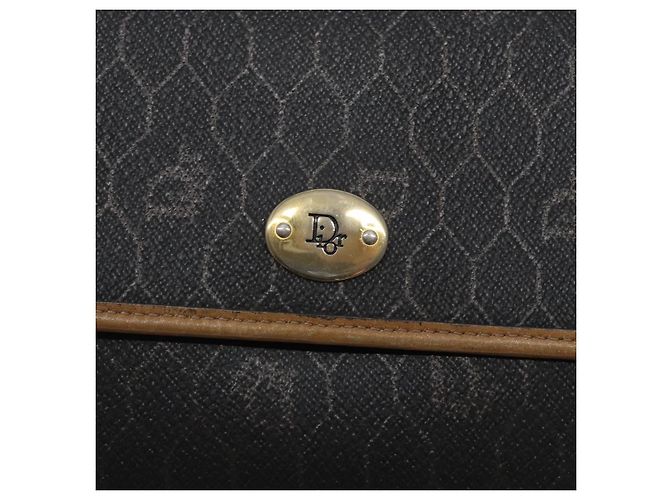 Christian Dior Honeycomb Canvas Shoulder Bag PVC Black Gold Auth 133279 Golden - view 17
