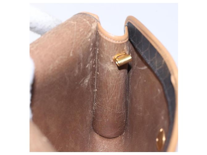 Christian Dior Honeycomb Canvas Shoulder Bag PVC Black Gold Auth 133279 Golden - view 18