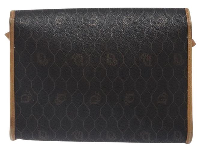 Christian Dior Honeycomb Canvas Shoulder Bag PVC Black Gold Auth 133279 Golden - view 2