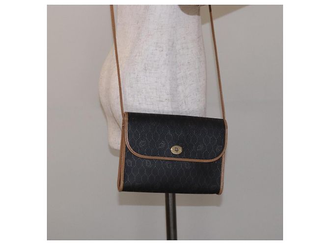 Christian Dior Honeycomb Canvas Shoulder Bag PVC Black Gold Auth 133279 Golden - view 20