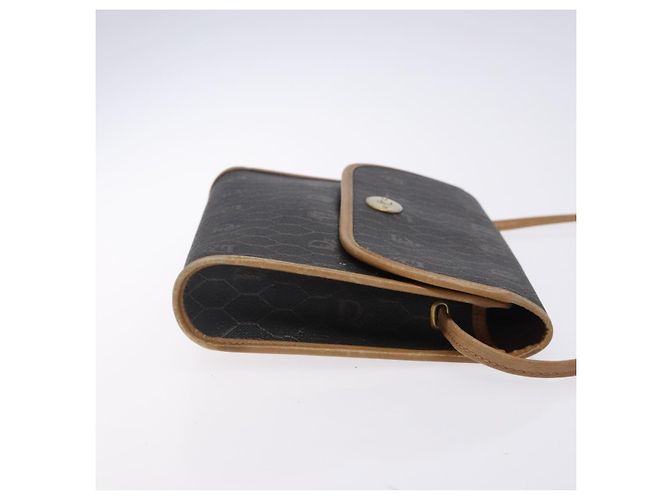 Christian Dior Honeycomb Canvas Shoulder Bag PVC Black Gold Auth 133279 Golden - view 3