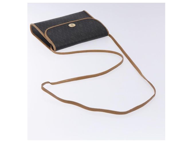Christian Dior Honeycomb Canvas Shoulder Bag PVC Black Gold Auth 133279 Golden - view 7