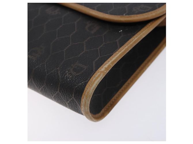 Christian Dior Honeycomb Canvas Shoulder Bag PVC Black Gold Auth 133279 Golden - view 9