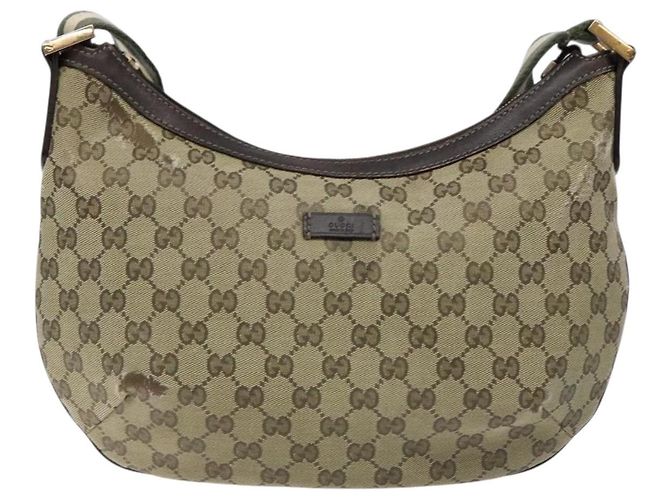 Borsa a Spalla GG Canvas Gucci Beige Oro 181092 Auth 134763 - vista 13