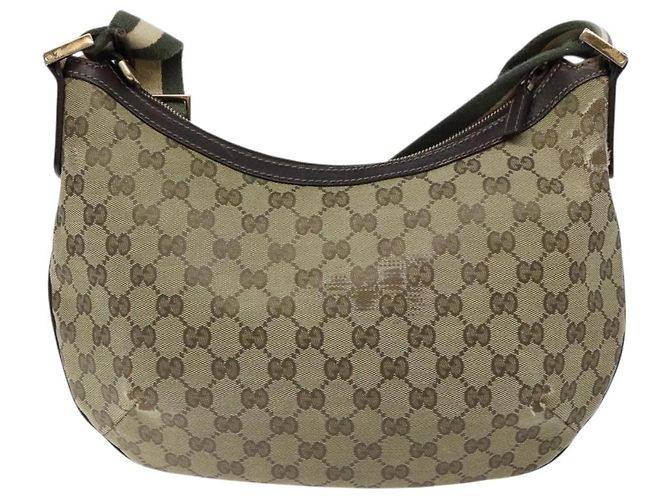 Borsa a Spalla GG Canvas Gucci Beige Oro 181092 Auth 134763 - vista 2