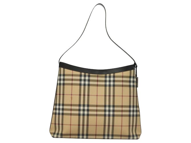 Borsa a spalla Burberry Nova Check PVC Beige Argento Auth ep10120 - vista 13