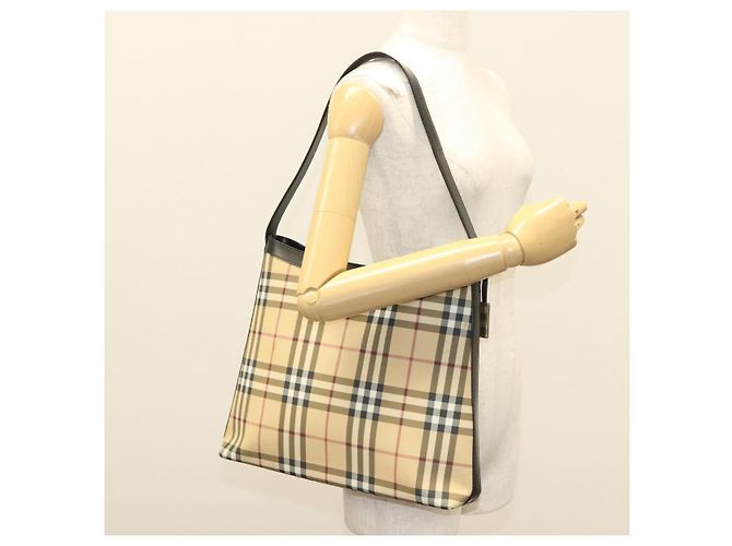 Borsa a spalla Burberry Nova Check PVC Beige Argento Auth ep10120 - vista 21