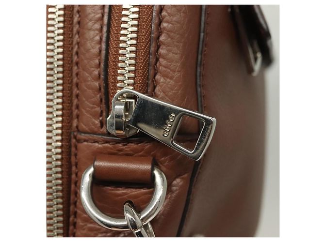 GUCCI Clutch in pelle marrone argento 337083 Auth sw1217 - vista 17
