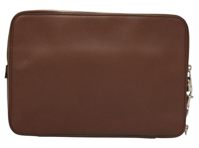 GUCCI Clutch in pelle marrone argento 337083 Auth sw1217 - vista 2