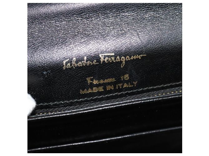 Schultertasche Salvatore Ferragamo aus schwarzem Leder mit Gold Auth sw1109 Golden - Ansicht 12