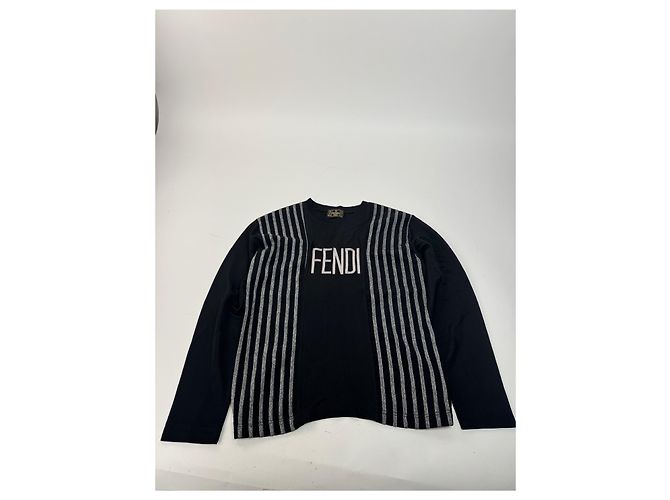 Maglione vintage Fendi in poliestere a righe M Nero - vista 15