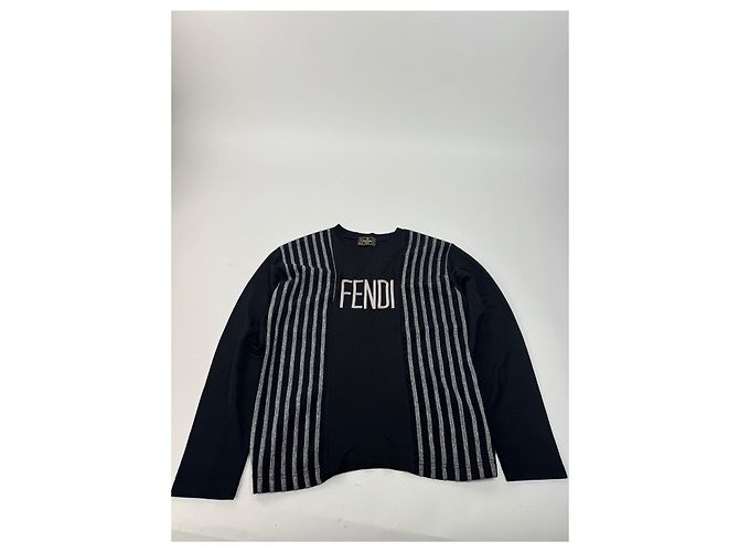 Maglione vintage Fendi in poliestere a righe M Nero - vista 4