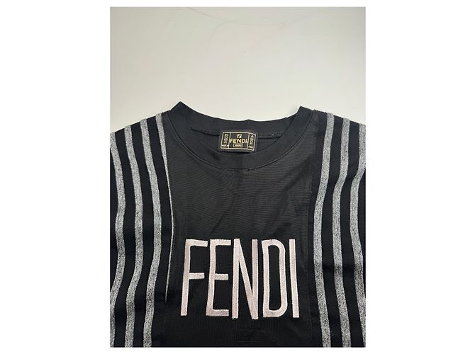 Maglione vintage Fendi in poliestere a righe M Nero - vista 6