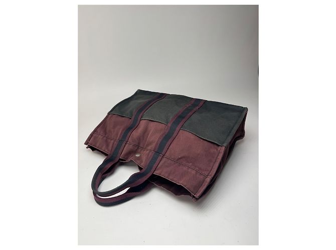 Vintage Hermès Baumwolltasche lila schwarz - Ansicht 10