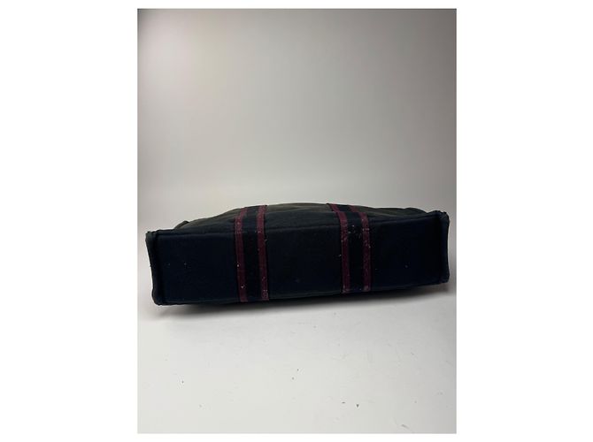 Vintage Hermès Baumwolltasche lila schwarz - Ansicht 11