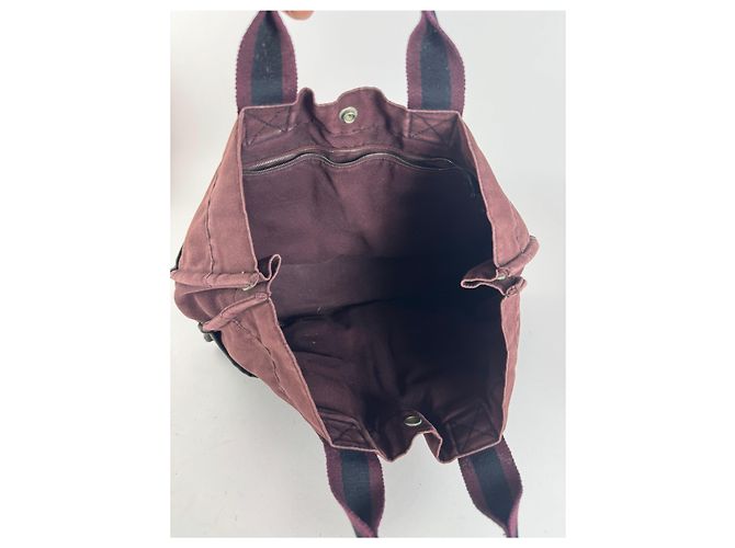 Vintage Hermès Baumwolltasche lila schwarz - Ansicht 3