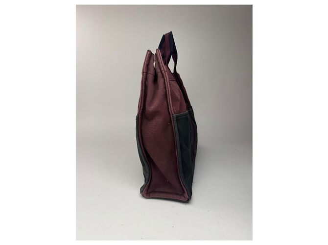 Vintage Hermès Baumwolltasche lila schwarz - Ansicht 7