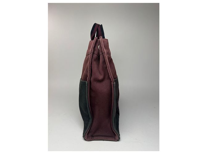 Vintage Hermès Baumwolltasche lila schwarz - Ansicht 9