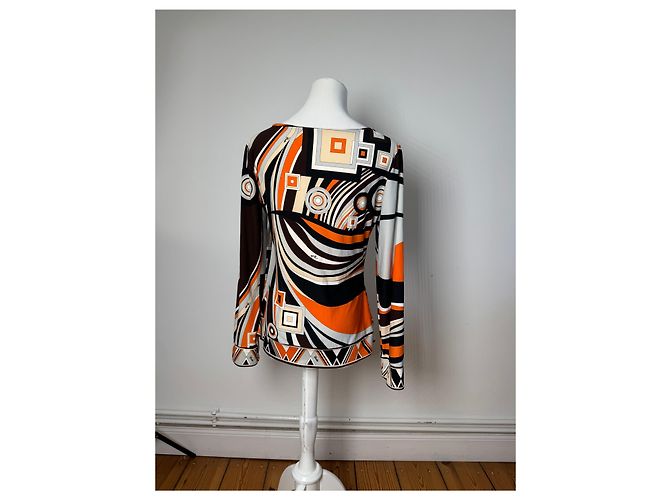 Emilio Pucci Felpa Vintage Pucci Seta M Arancione - vista 3