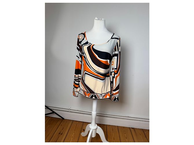 Emilio Pucci Felpa Vintage Pucci Seta M Arancione - vista 6
