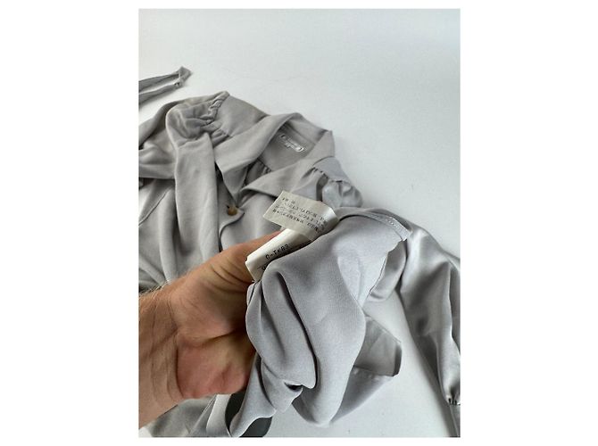Vintage Yves Saint Laurent Seidenbluse Silber 38/M - Ansicht 11