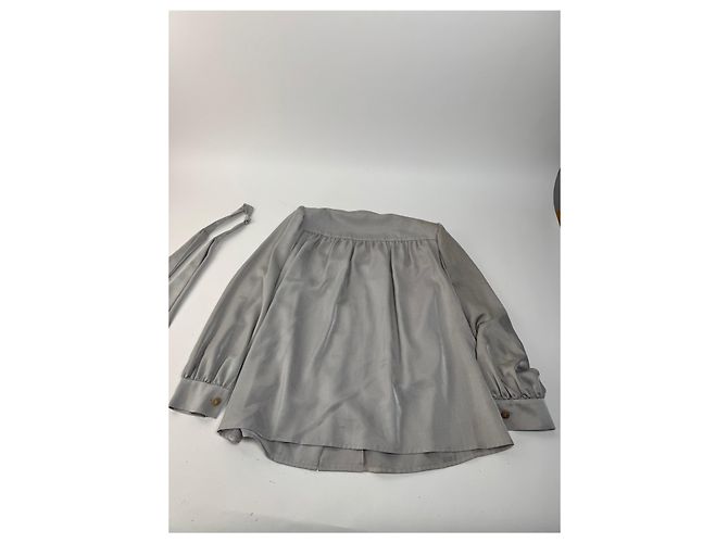 Vintage Yves Saint Laurent Seidenbluse Silber 38/M - Ansicht 12