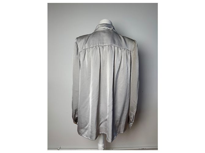 Vintage Yves Saint Laurent Seidenbluse Silber 38/M - Ansicht 15