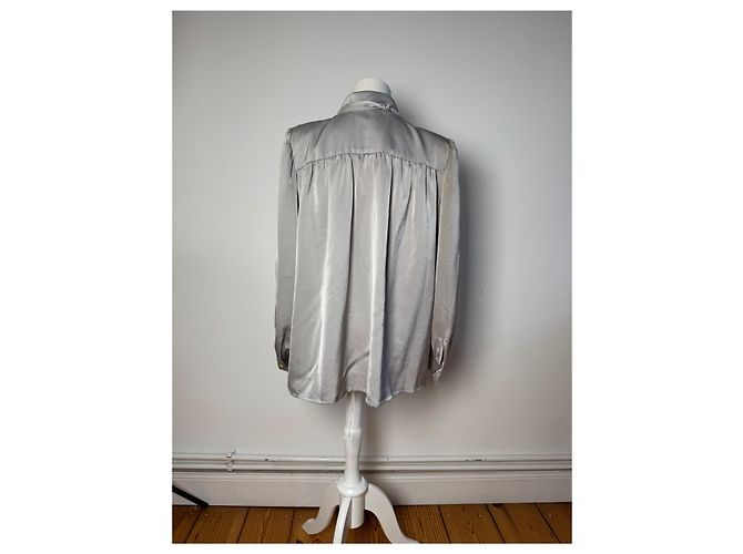 Vintage Yves Saint Laurent Seidenbluse Silber 38/M - Ansicht 3