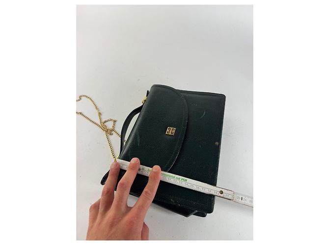 Vintage Givenchy 2Way Leder-Schlangenledertasche grün - Ansicht 12