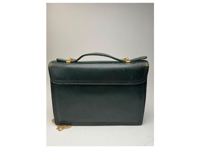 Vintage Givenchy 2Way Leder-Schlangenledertasche grün - Ansicht 2