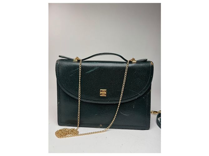 Vintage Givenchy 2Way Leder-Schlangenledertasche grün - Ansicht 5