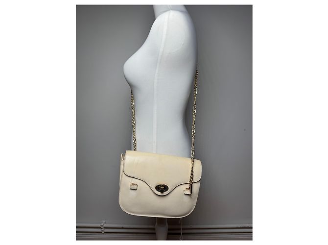 Triomphe Céline Vintage Celine Paris Ledertasche beige Weiß - Ansicht 14