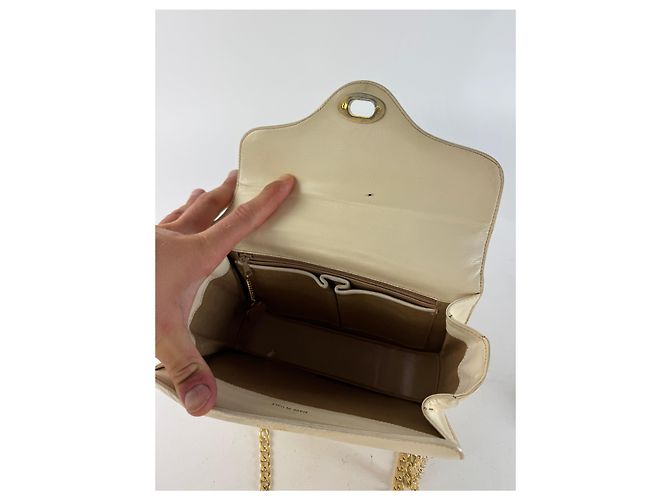 Triomphe Céline Vintage Celine Paris Ledertasche beige Weiß - Ansicht 3